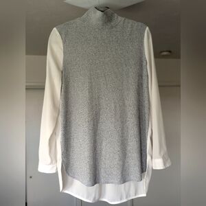 LOFT Gray Turtleneck Sweater With Sheer Back